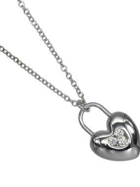TIFFANY&Co. Heart lock Necklace K18 white gold/diamond 3.22g Women